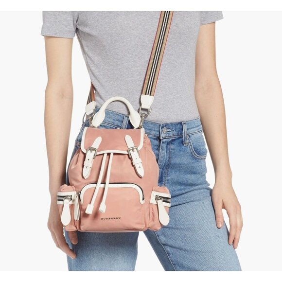 Burberry Small Rucksack Backpack in Nylon- Powder Pink - Picture 2 of 8